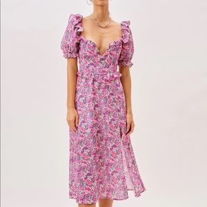 NWT For Love and Lemons Katarina Midi Dress Rose Sz Small